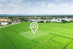 Foto: Parzelle mit Positionsmarker